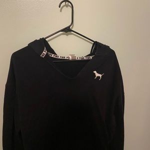 black cropped PINK hoodie